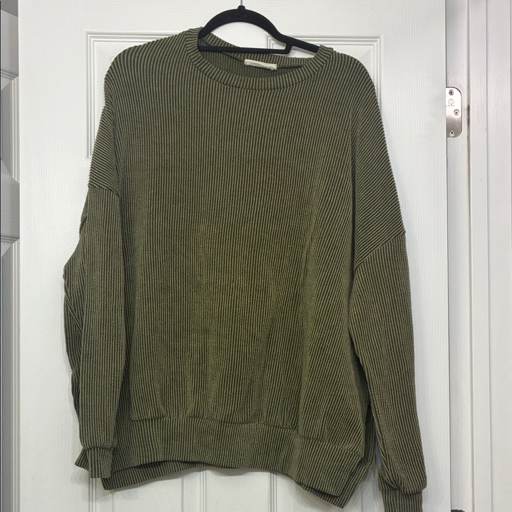 Olive Green Women's Crew Neck Sweater